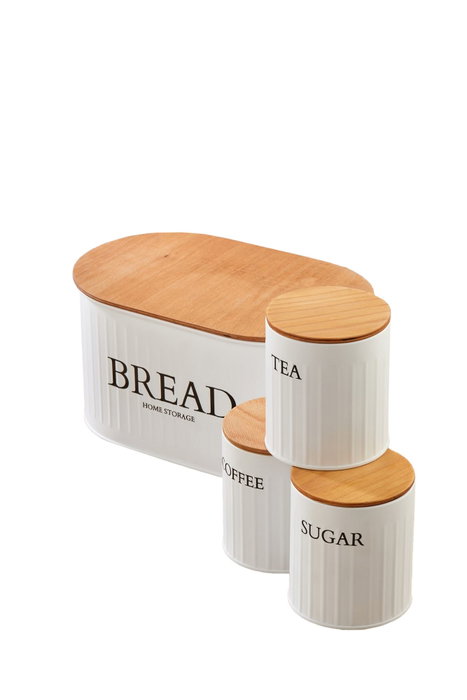Hermia Juego de Cajas de Almacenamiento Blanco con Tapas de Madera Hermia Juego de Cajas de Almacenamiento Blanco con Tapas de Madera